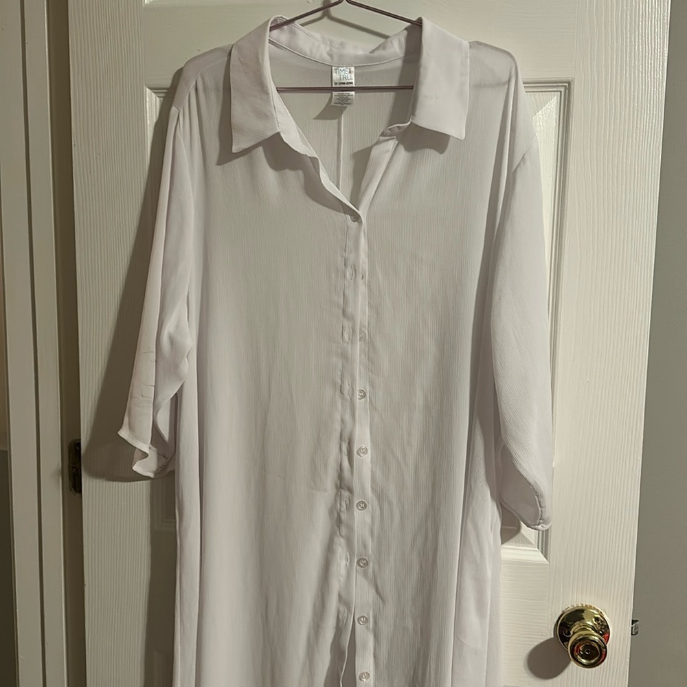 White Button Down Duster